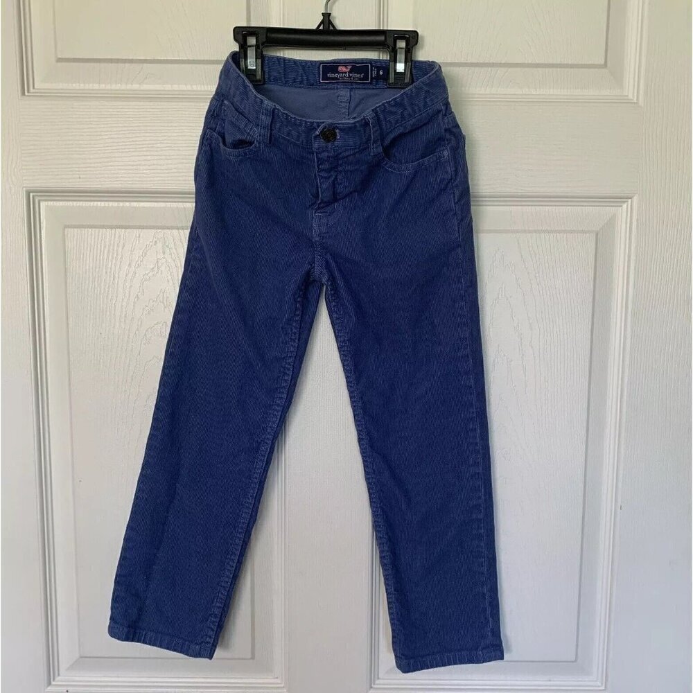 Vineyard Vines Pants Girls 6 Blue Corduroy Straight Chino Flat Front Cotton